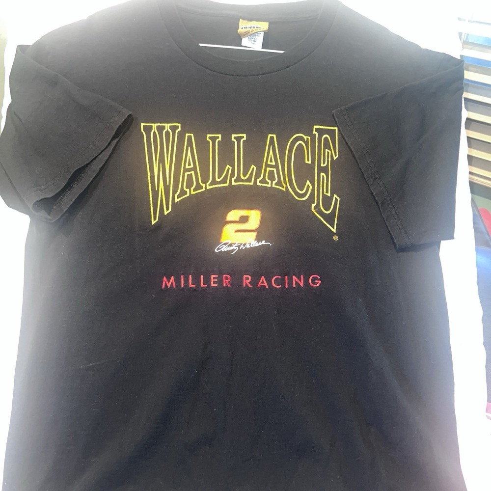 NASCAR Miller Rusty Wallace T-Shirt Size L Embroidered  Vintage USA Made Nutmeg